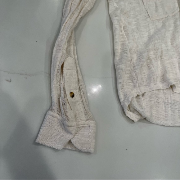 Free People cream long sleeve button down top - Picture 9 of 14